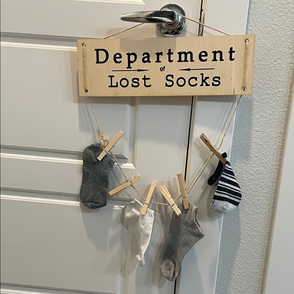 Charming 'Department of Lost Socks' Wall Hook Decor